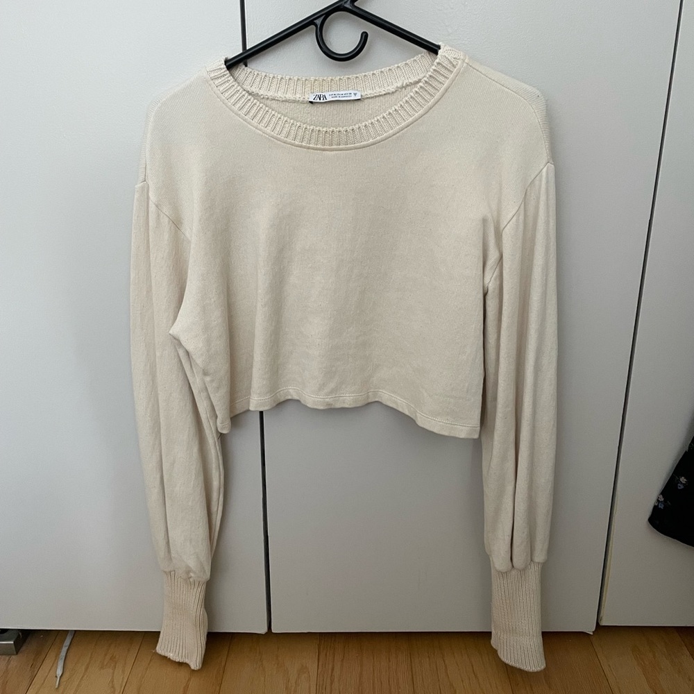 Zara cropped sweater with chunky sweater trim